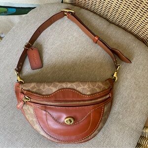 Coach Brown Leather and Tan Canvas Women's Campus Pack Bum Bag